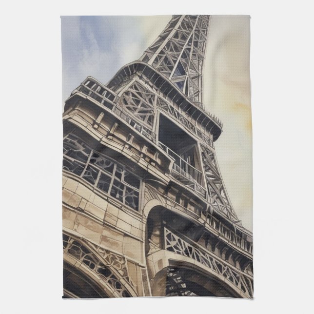 Close-up Eiffel Tower Paris Love City Travel Tea Towel (Vertical)