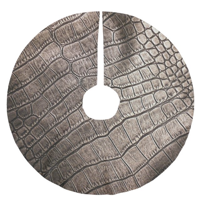 Close-Up Elegant Leather: Textured Pattern Brushed Polyester Tree Skirt (Front)