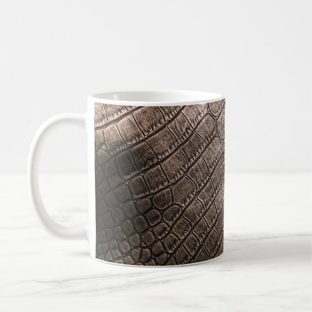 Close-Up Elegant Leather: Textured Pattern Coffee Mug (Left)