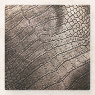 Close-Up Elegant Leather: Textured Pattern Glass Coaster