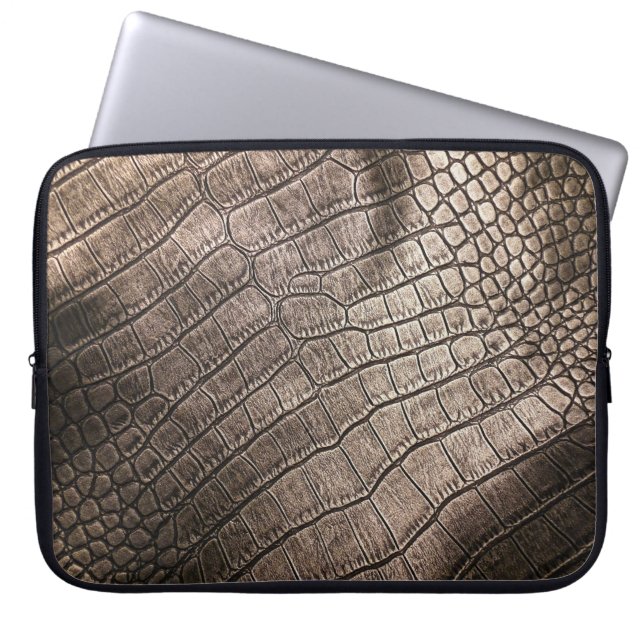 Close-Up Elegant Leather: Textured Pattern Laptop Sleeve (Front)
