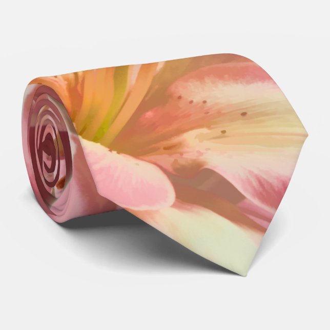 Close-up Floral Photography Pink Easter Lily Tie (Rolled)