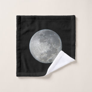 Close-Up Full Moon in the Night Sky. Photography Bath Towel Set