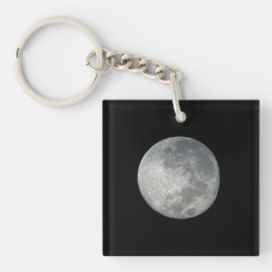 Close-Up Full Moon in the Night Sky. Photography Key Ring