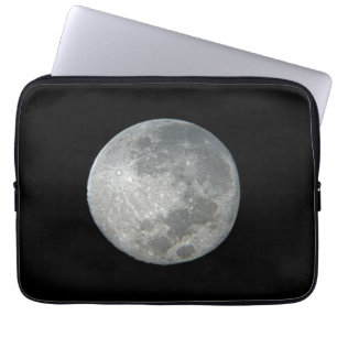 Close-Up Full Moon in the Night Sky. Photography Laptop Sleeve