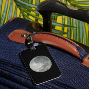 Close-Up Full Moon in the Night Sky. Photography Luggage Tag