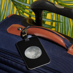 Close-Up Full Moon in the Night Sky. Photography Luggage Tag