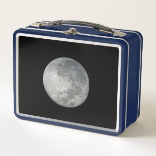 Close-Up Full Moon in the Night Sky. Photography Metal Lunch Box