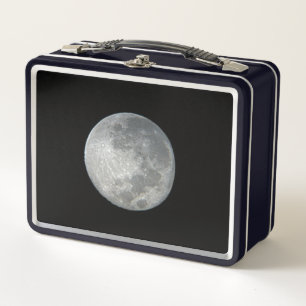 Close-Up Full Moon in the Night Sky. Photography Metal Lunch Box