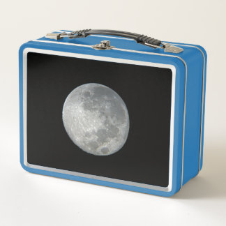 Close-Up Full Moon in the Night Sky. Photography Metal Lunch Box