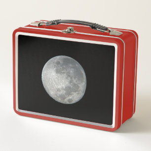 Close-Up Full Moon in the Night Sky. Photography Metal Lunch Box