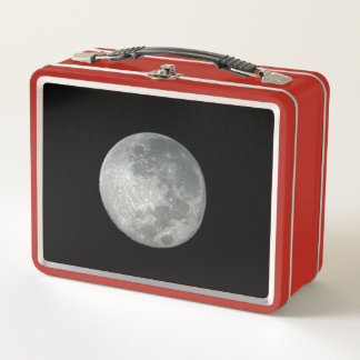 Close-Up Full Moon in the Night Sky. Photography Metal Lunch Box
