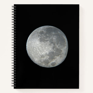 Close-Up Full Moon in the Night Sky. Photography Notebook