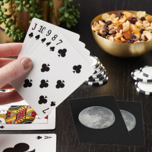 Close-Up Full Moon in the Night Sky. Photography Playing Cards