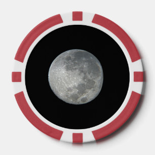 Close-Up Full Moon in the Night Sky. Photography Poker Chips
