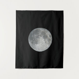 Close-Up Full Moon in the Night Sky. Photography Tapestry