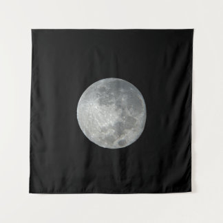 Close-Up Full Moon in the Night Sky. Photography Tapestry
