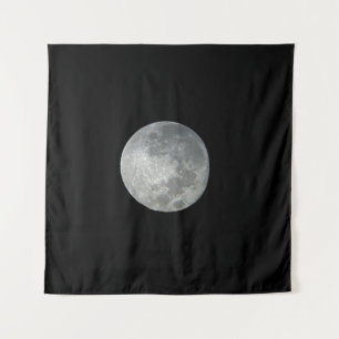 Close-Up Full Moon in the Night Sky. Photography Tapestry