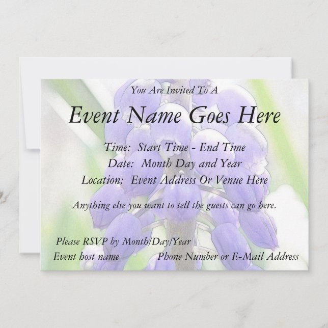Close Up - Grape Hyacinth Invitation (Front)