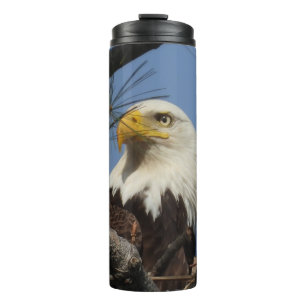 Close Up Head Shot of Bald Eagle Thermal Tumbler