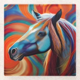 Close up Horse head Glass Coaster