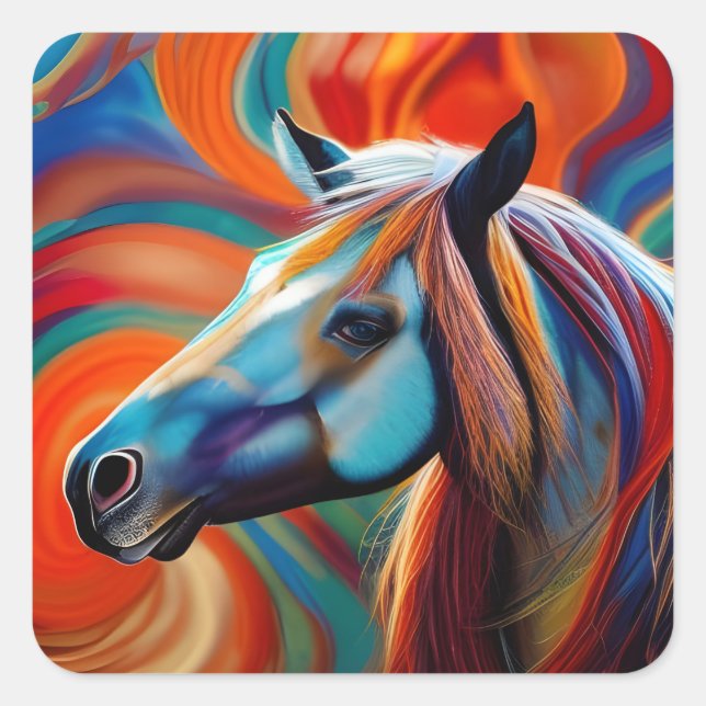 Close up Horse head Square Sticker (Front)