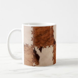Close up leather patchwork textured background. coffee mug