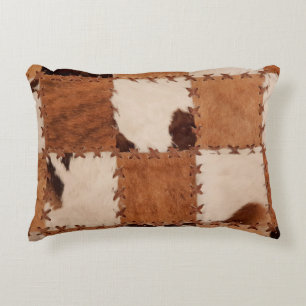 Close up leather patchwork textured background. decorative cushion