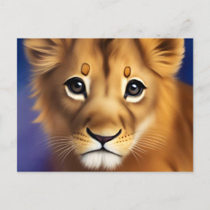 Close up of a baby lion's face postcard