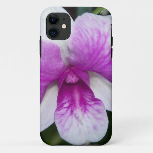 close up of a beautiful purple and white orchid iPhone 11 case