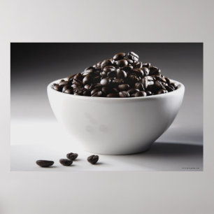 Close-up of a bowl full of coffee beans poster