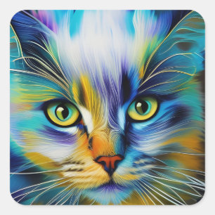 Close up of a Colourful Siamese Kitten Square Sticker