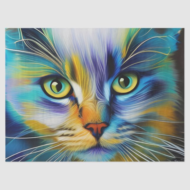 Close up of a Colourful Siamese Kitten Tissue Paper (Front)