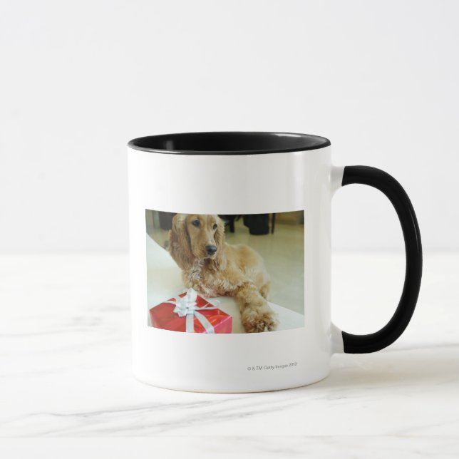 Close-up of a dog with a gift mug (Right)