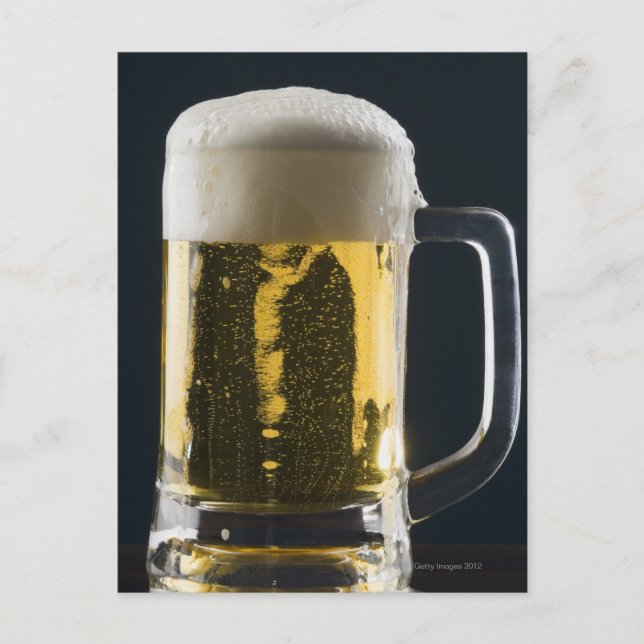 Close-up of a glass of beer postcard (Front)