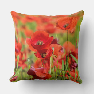 Close-up of a Poppy field, France Cushion