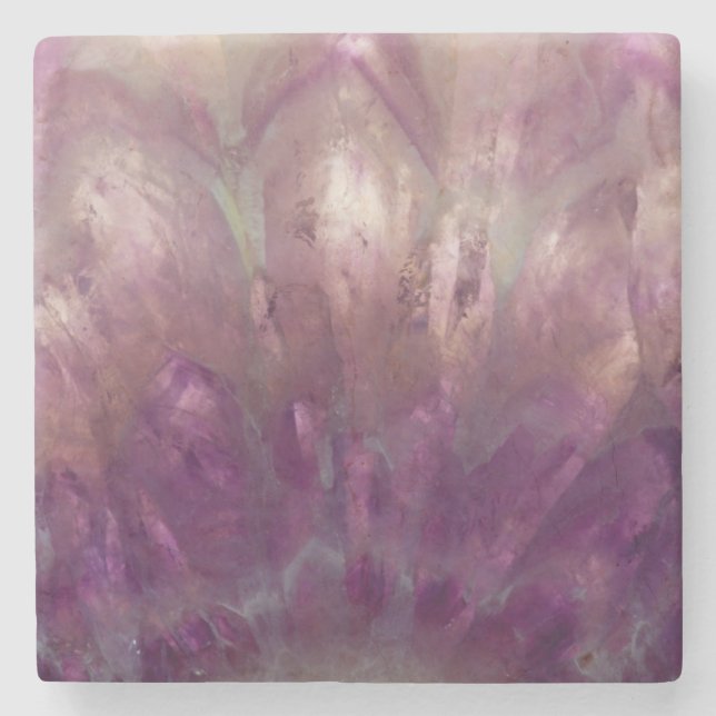 Close up of a purple Amethyst Stone Coaster (Front)