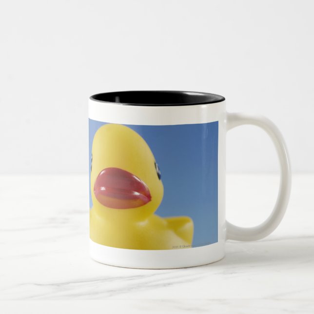 Close-up of a rubber duck Two-Tone coffee mug (Right)