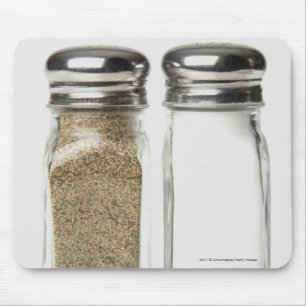 Close-up of a salt and a pepper shaker mouse pad