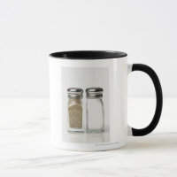 Close-up of a salt and a pepper shaker