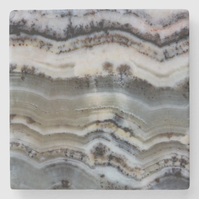 Close up of a Silver Lace Onyx Stone Coaster (Front)