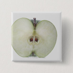 Close-up of a sliced granny smith apple 15 cm square badge