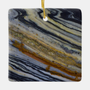 Close up of a Striated Jasper Slab Ceramic Tree Decoration