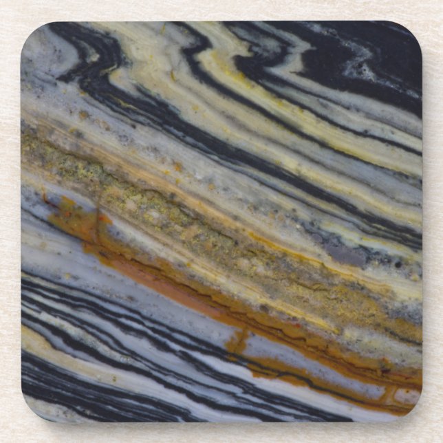 Close up of a Striated Jasper Slab Coaster (Front)