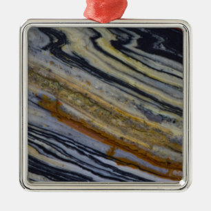 Close up of a Striated Jasper Slab Metal Ornament