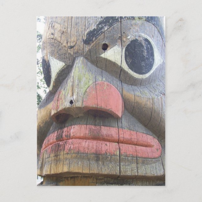 Close up of a totem pole postcard (Front)