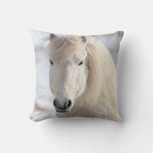 Close up of a White Icelandic Horse Cushion