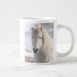 Close up of a White Icelandic Horse Large Coffee Mug