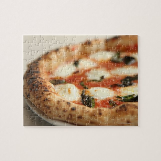 Close-up of a whole pizza pie jigsaw puzzle (Horizontal)