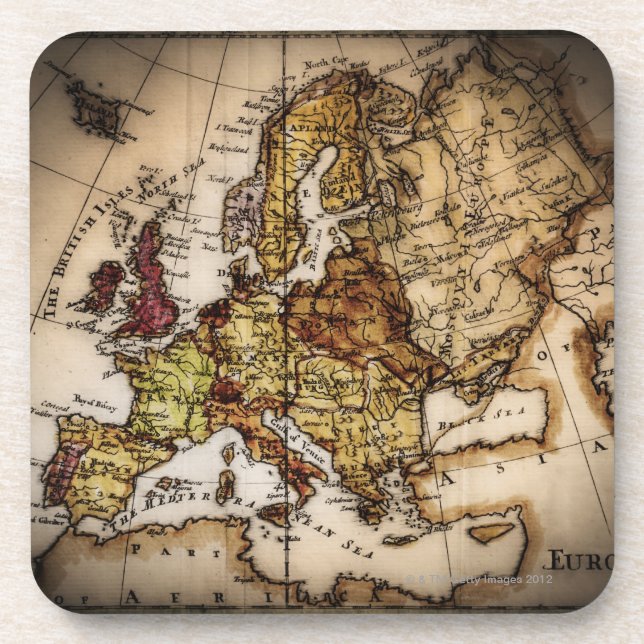 Close up of antique world map 2 coaster (Front)